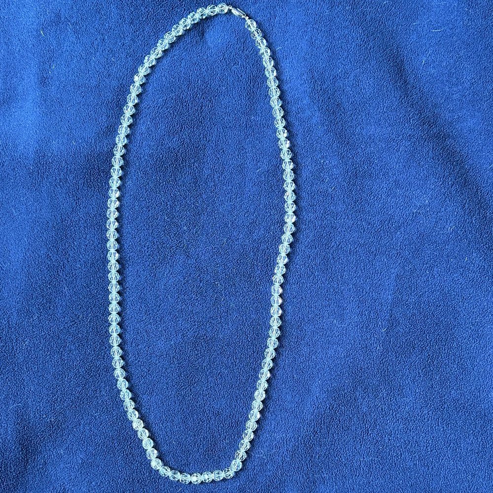 VTG Faceted Crystal Glass Beaded Opera Length Necklace
